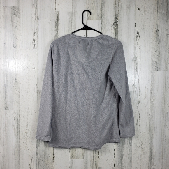 3/$15 the cozy corner gray long sleeve soft pajama shirt women's size medium - Picture 3 of 7